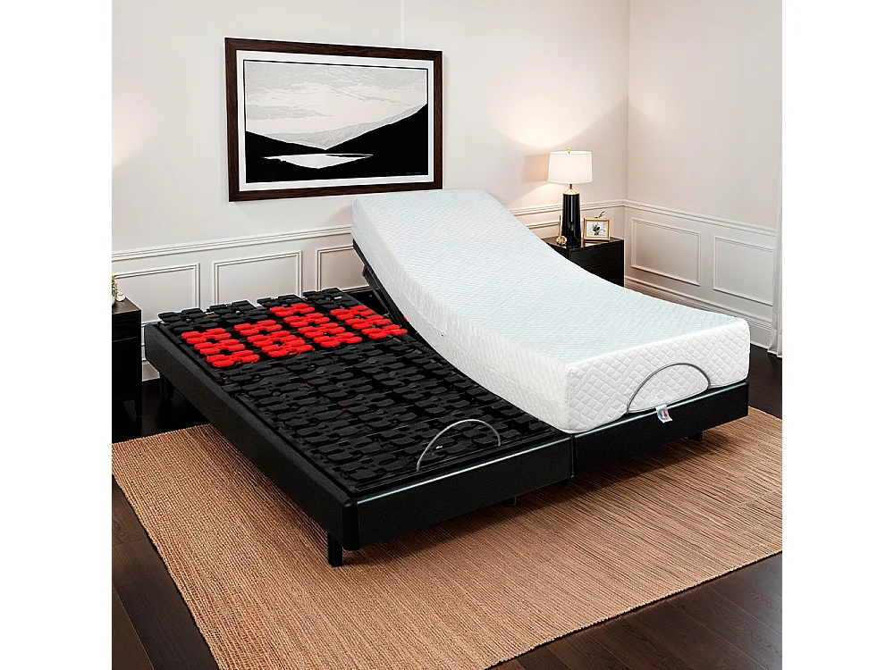 BELLECOUR LITERIE | Ensemble Duo SUPERFLEX 2x80x190 cm | Sommiers électriques + Matelas Mémoire de forme