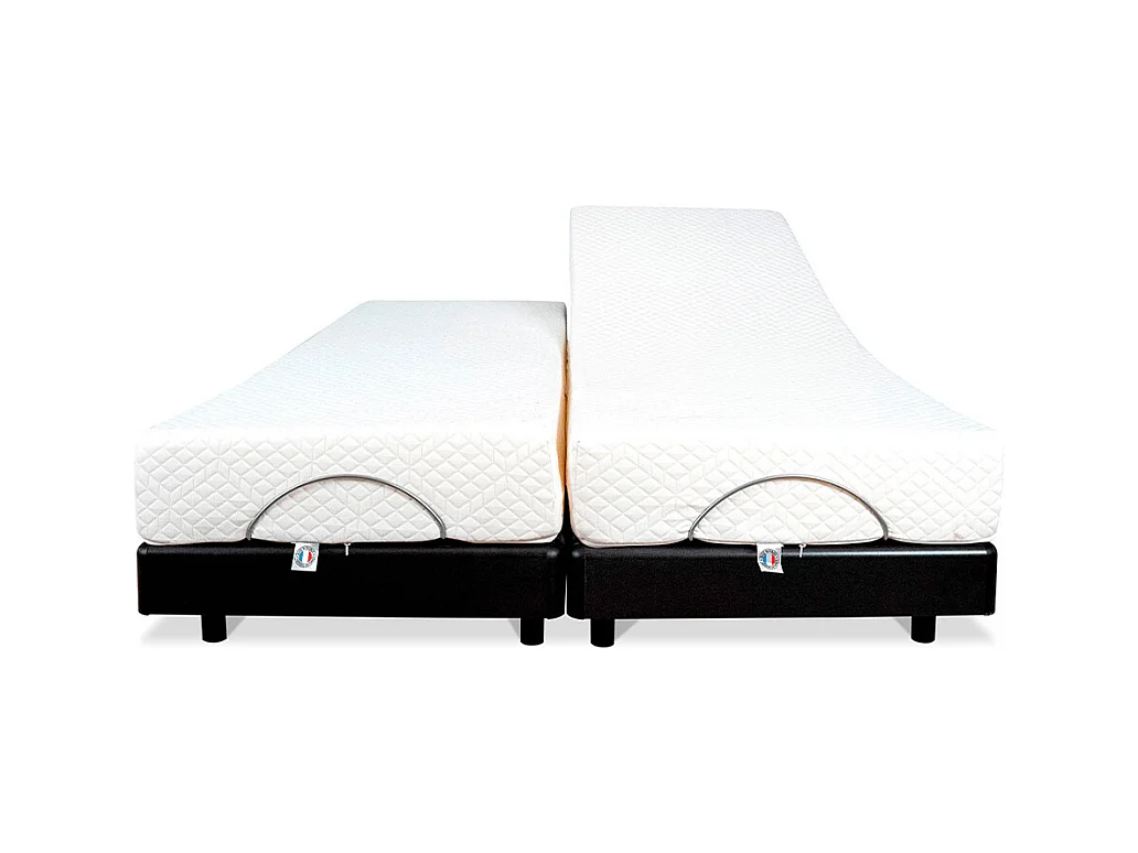 BELLECOUR LITERIE | Ensemble Duo SUPERFLEX 2x80x190 cm | Sommiers électriques + Matelas Mémoire de forme