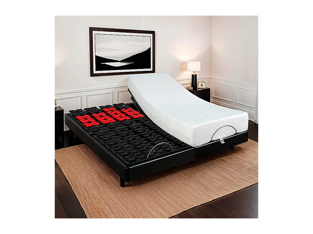 BELLECOUR LITERIE | Ensemble Duo SUPERFLEX 2x80x190 cm | Sommiers électriques + Matelas Mémoire de forme