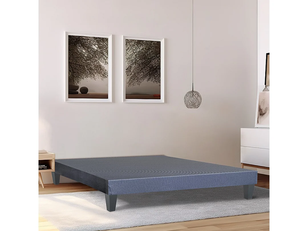 OLYMPE LITERIE | Sommier en bois TAPISSIER KIT 160x200 cm | Coloris Gris ciment | Livré en kit