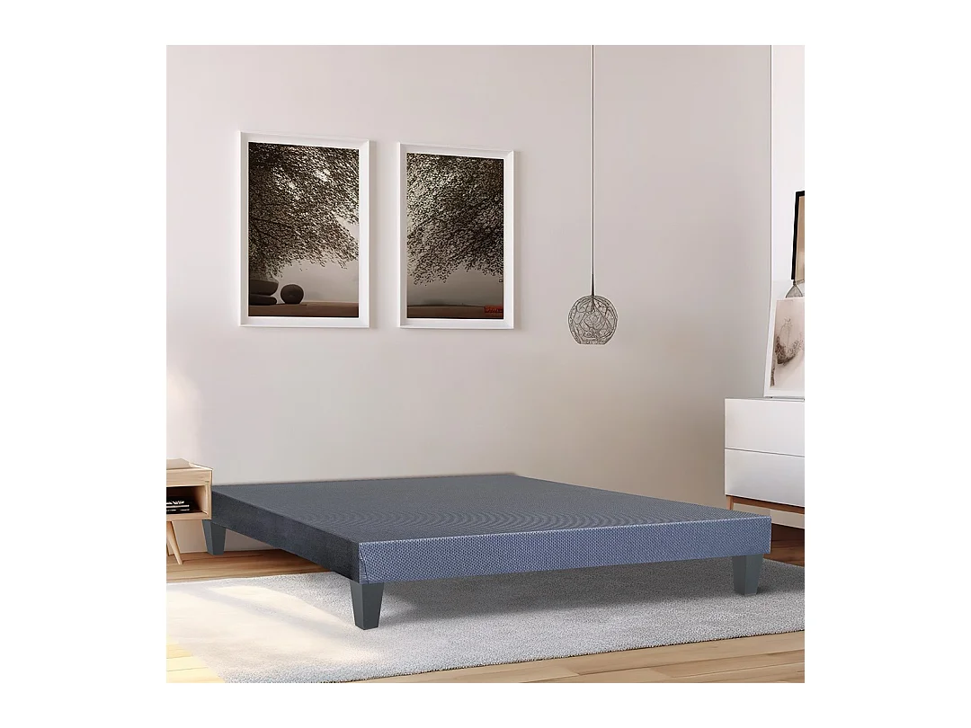 OLYMPE LITERIE | Sommier en bois TAPISSIER KIT 140x190 cm | Coloris Gris ciment | Livré en kit