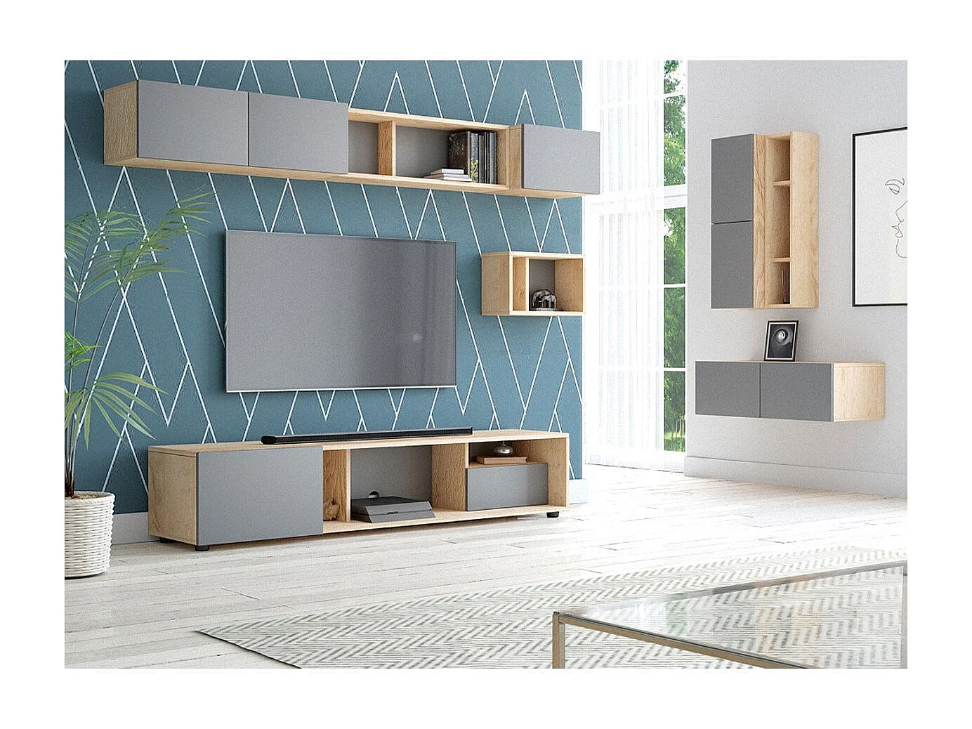 Lot de 2 Colonnes de Rangement Murales H80 cm - Barcelona