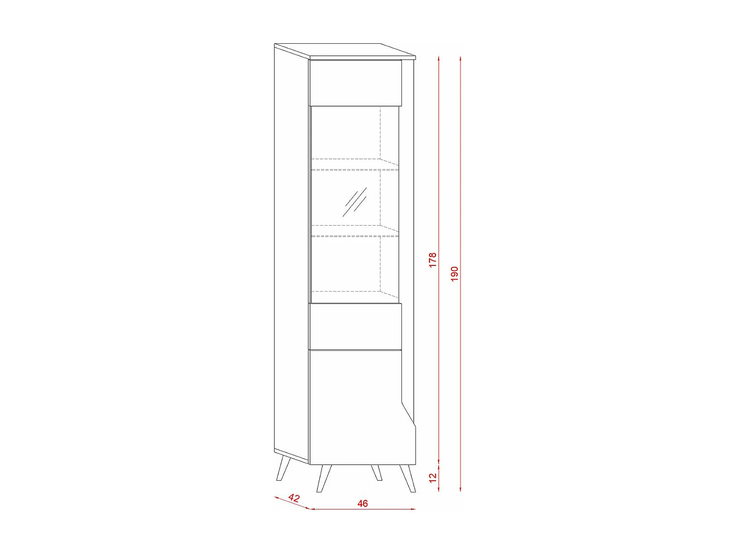 Colonne de Rangement avec Porte Vitrée L46 x H190 cm - Tree