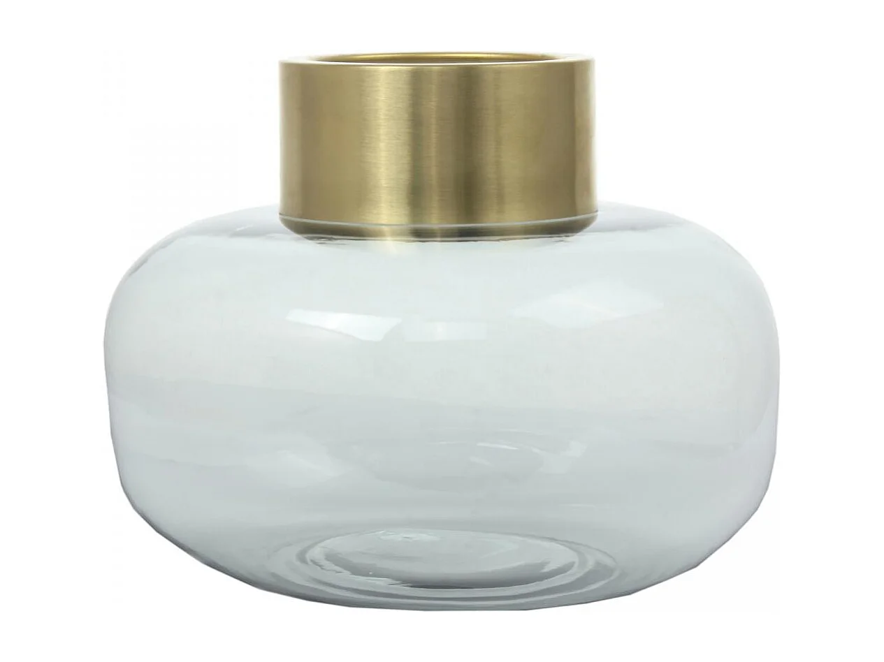 Vase soufflé à la bouche en verre AQUA2 23,5x23,5x19 gris et or