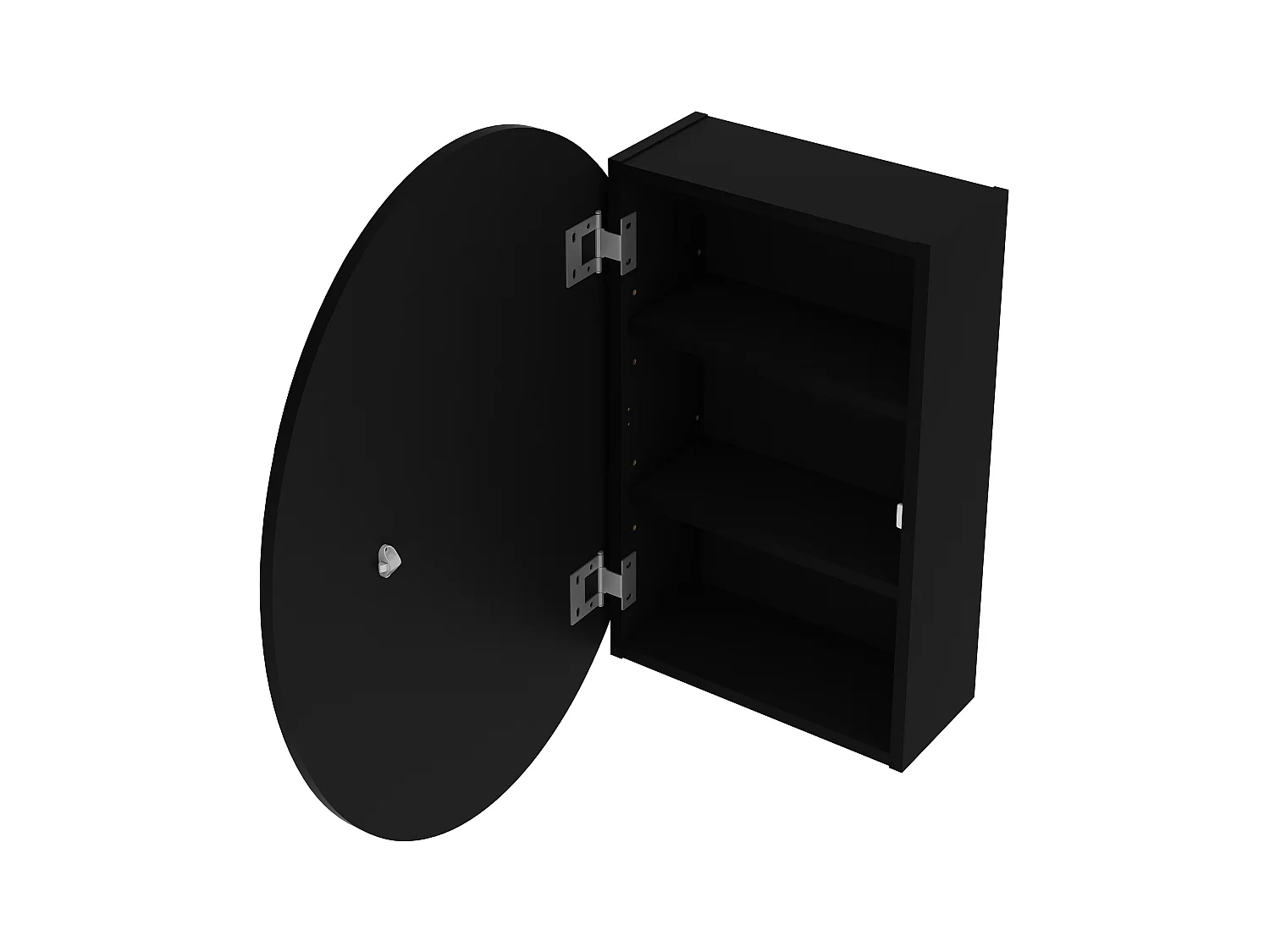 Armario de pared para el cuarto de baño ovalado con espejo – RURI – Negro