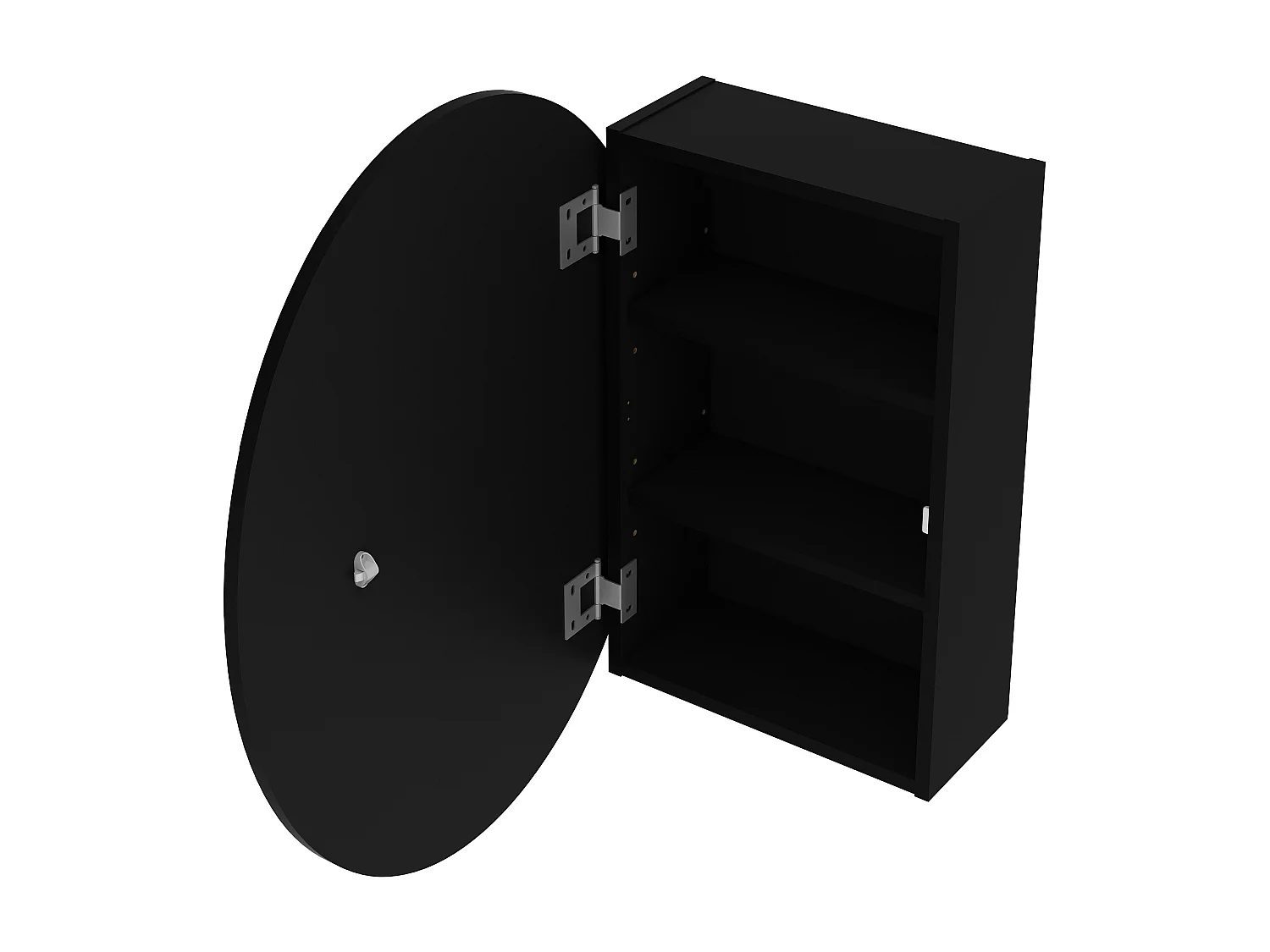 Ovalen wandmeubel voor badkamer met spiegel - RURI - Zwart