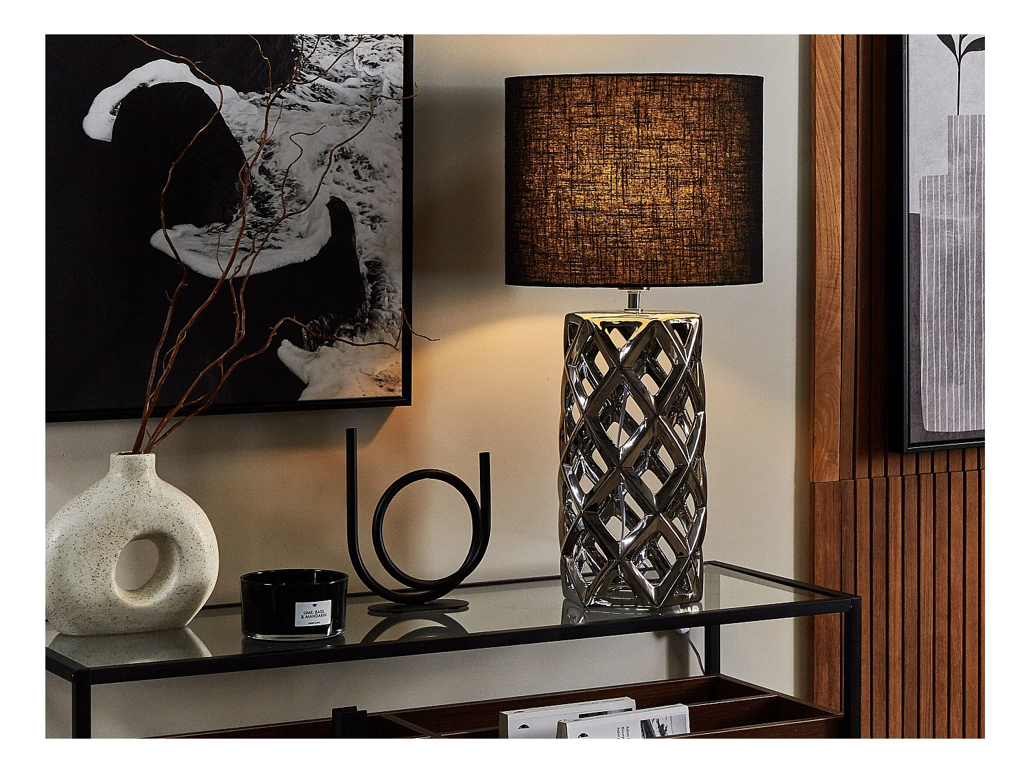 Lampe à poser SELJA Céramique Argenté