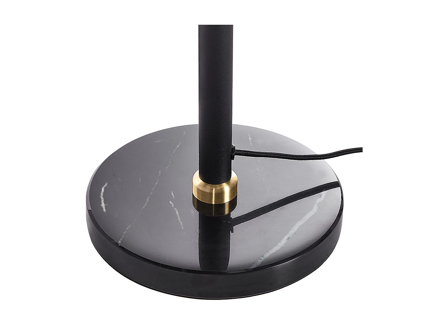 Klassische Tischlampe aus Eisen und Glas schwarz gold weiß runde Form Minija