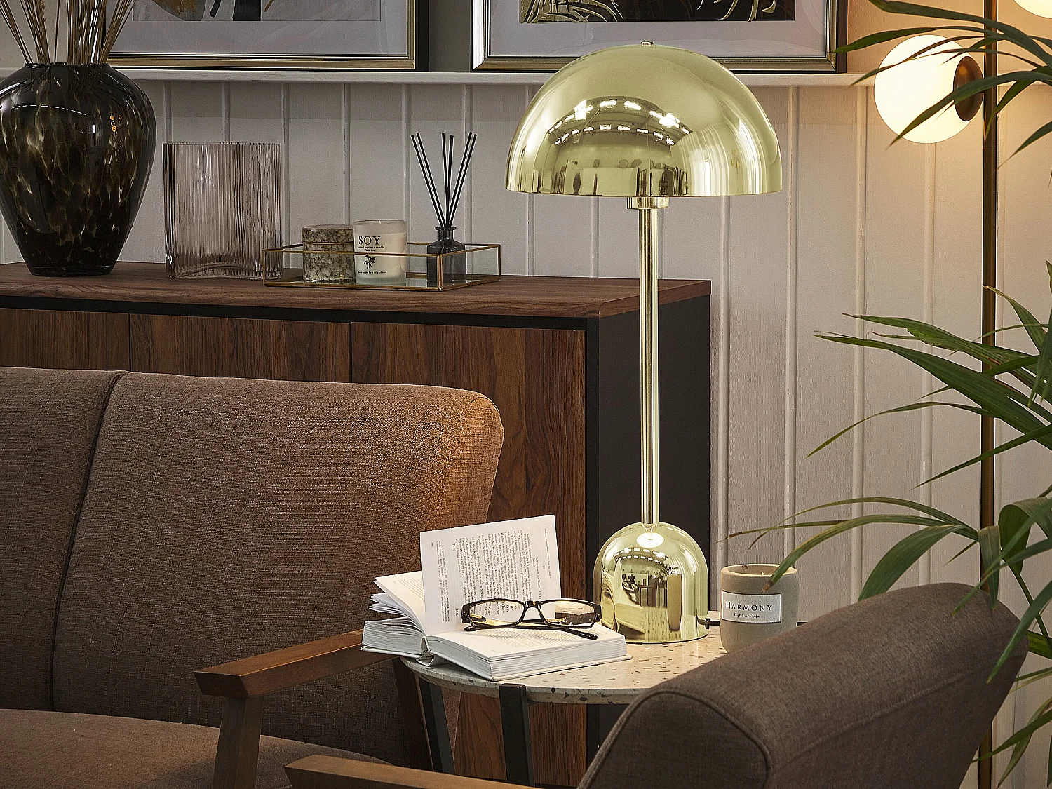 Moderne Tischleuchte Metall gold Höhe: 64 cm Macasia