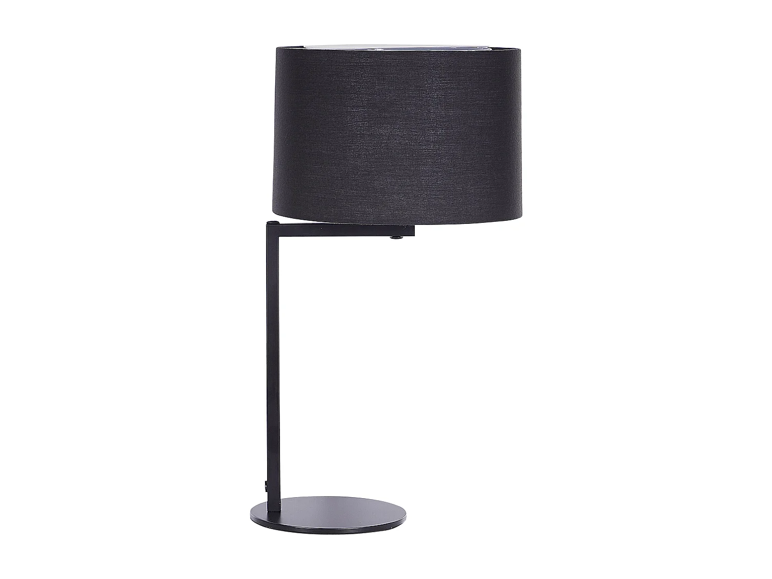 Stilvolle Tischleuchte schwarz Trommelform Stoffschirm Baldwin