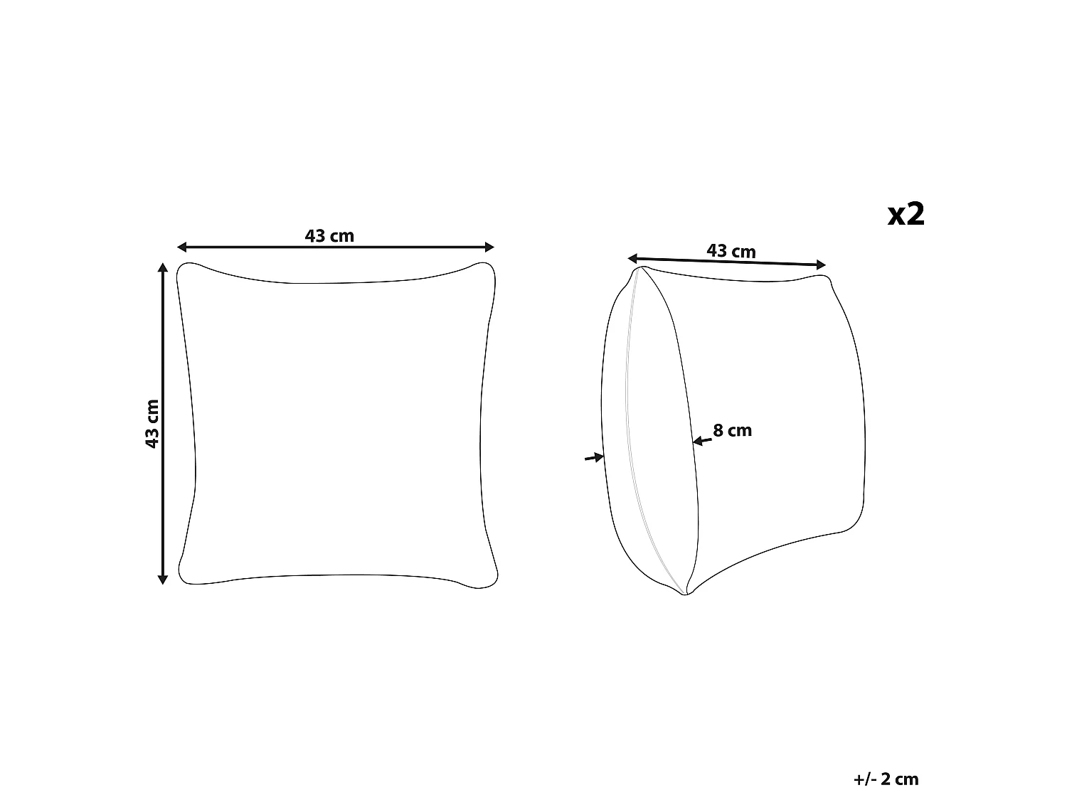 Lot de 2 coussins décoratifs NARCISSUS Velours 43 x 43 cm Vert Motif géométrique