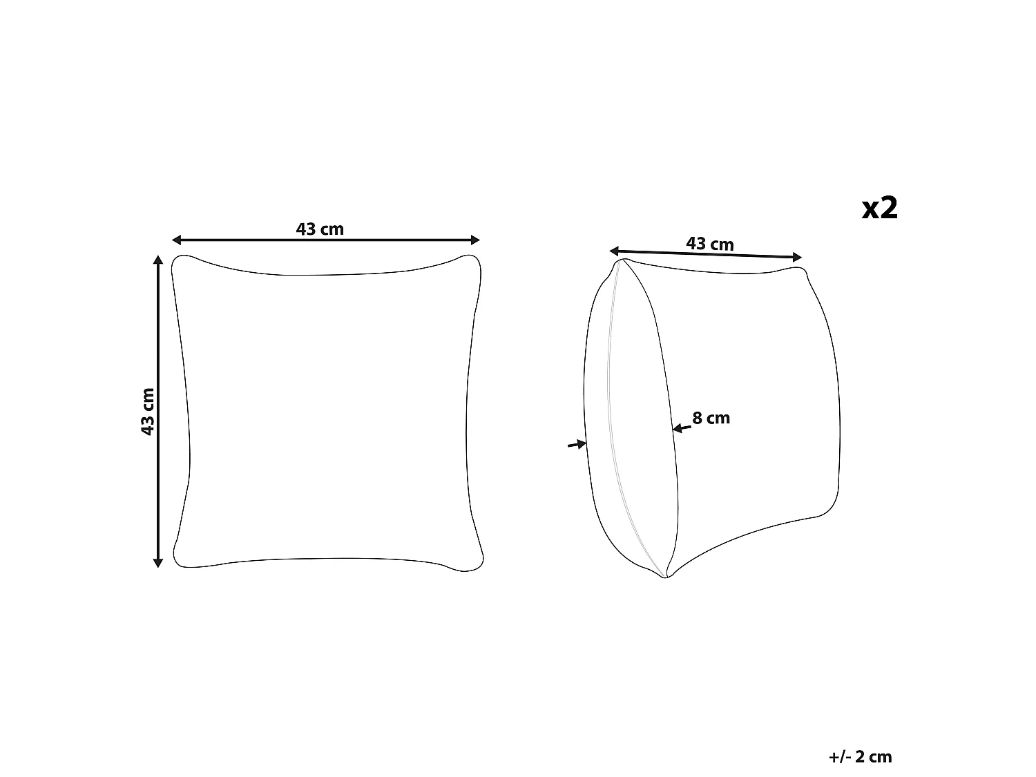 Lot de 2 coussins décoratifs NARCISSUS Velours 43 x 43 cm Vert Motif géométrique