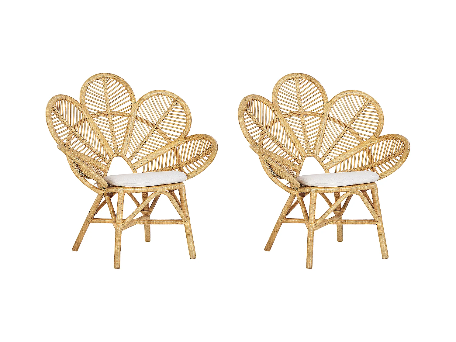 Lot de 2 chaises paon FLORENTINE Rotin Naturel