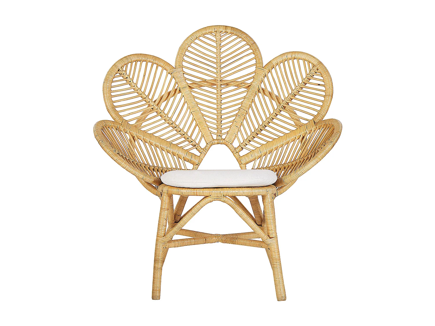 Rattanstuhl heller Holzfarbton 2er Set Balkon Terrase Auflagen beige Florentine