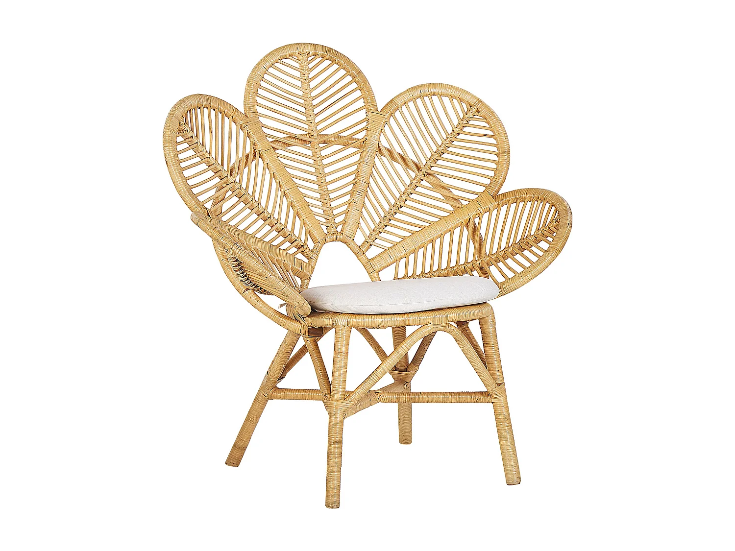 Rattanstuhl heller Holzfarbton 2er Set Balkon Terrase Auflagen beige Florentine