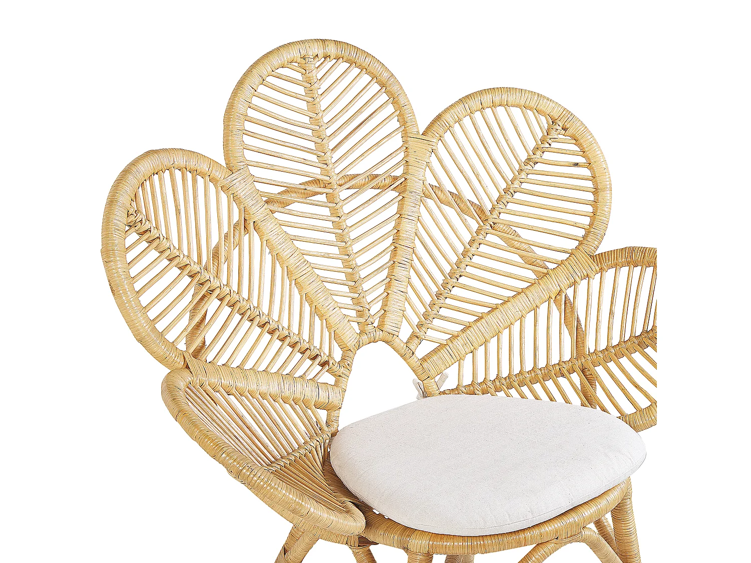 Rattanstuhl heller Holzfarbton 2er Set Balkon Terrase Auflagen beige Florentine