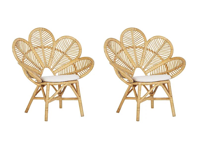 Conjunto de 2 cadeiras pavão FLORENTINE Rattan Natural
