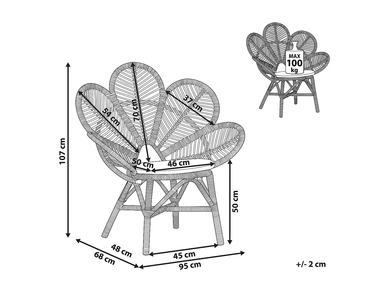Fotel paw FLORENTINE Rattan Naturalny