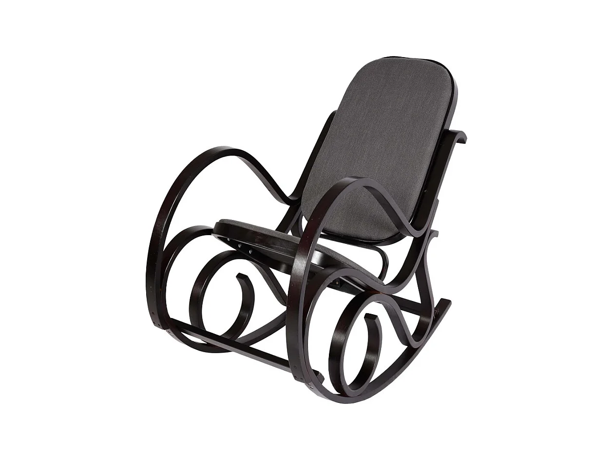 Fauteuil à bascule M41, fauteuil TV, bois massif - Aspect noyer, tissu/textile gris anthracite