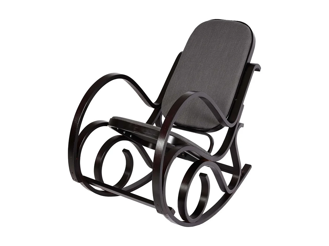 Fauteuil à bascule M41, fauteuil TV, bois massif - Aspect noyer, tissu/textile gris anthracite