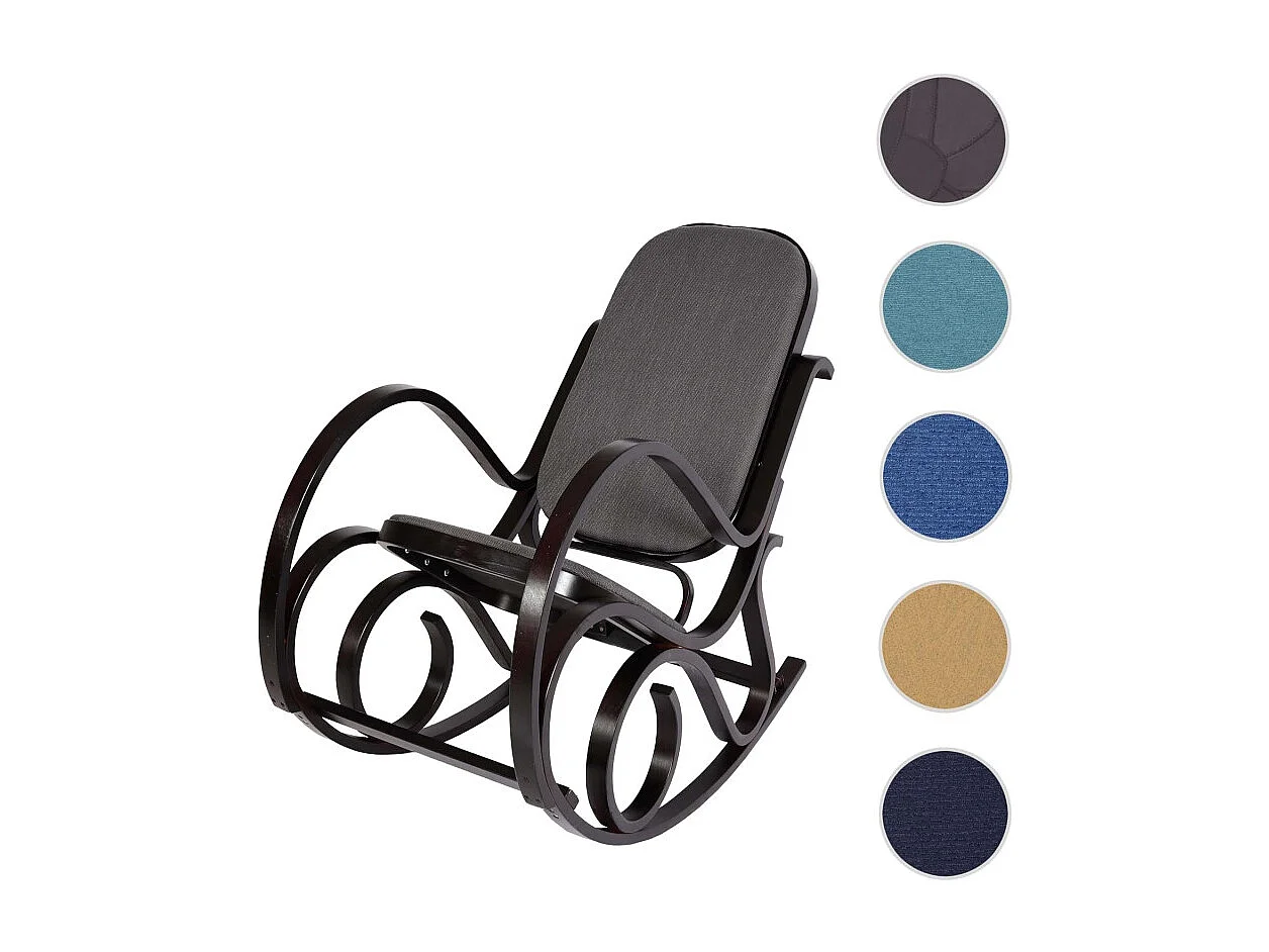 Fauteuil à bascule M41, fauteuil TV, bois massif - Aspect noyer, tissu/textile gris anthracite