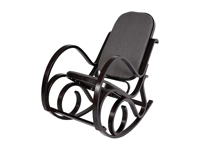 Fauteuil à bascule M41, fauteuil TV, bois massif - Aspect noyer, tissu/textile gris anthracite