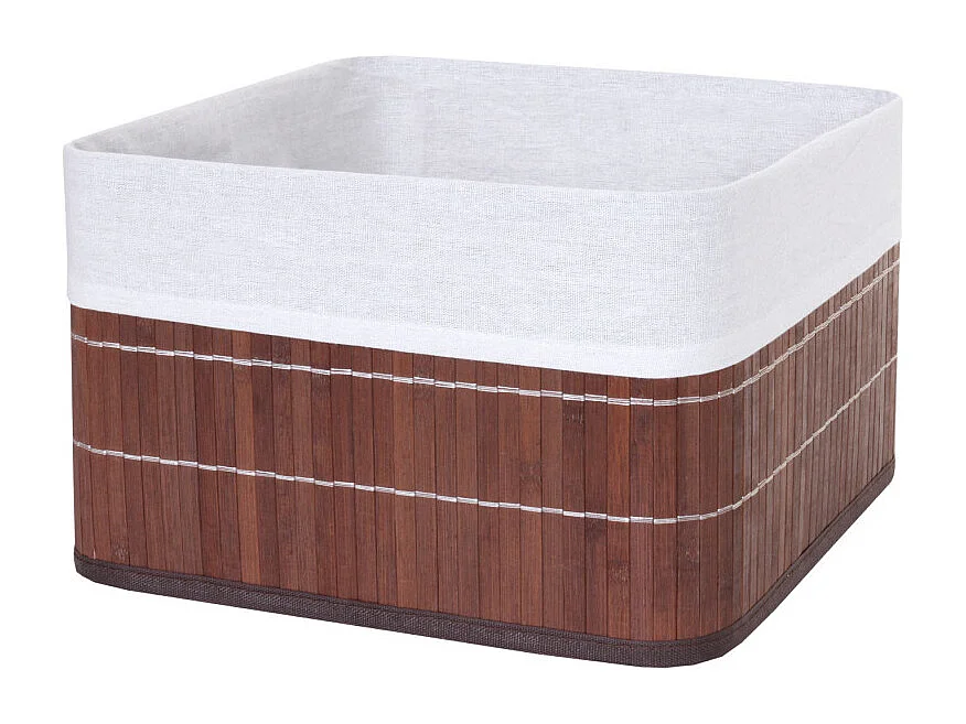 4x panier de rangement HWC-C21, boîte de rangement, caisson de triage, bambou, marron