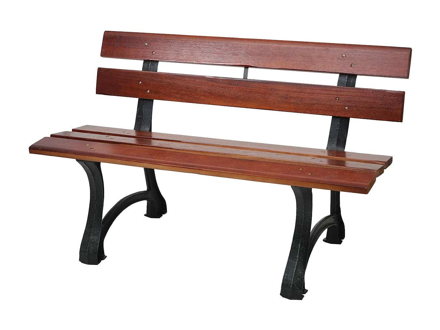 Panca panchina da giardino terrazza HWC-F96 legno ghisa ~ 2 posti 125cm marrone