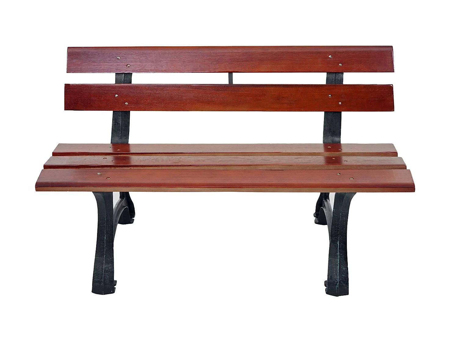 Panca panchina da giardino terrazza HWC-F96 legno ghisa ~ 2 posti 125cm marrone