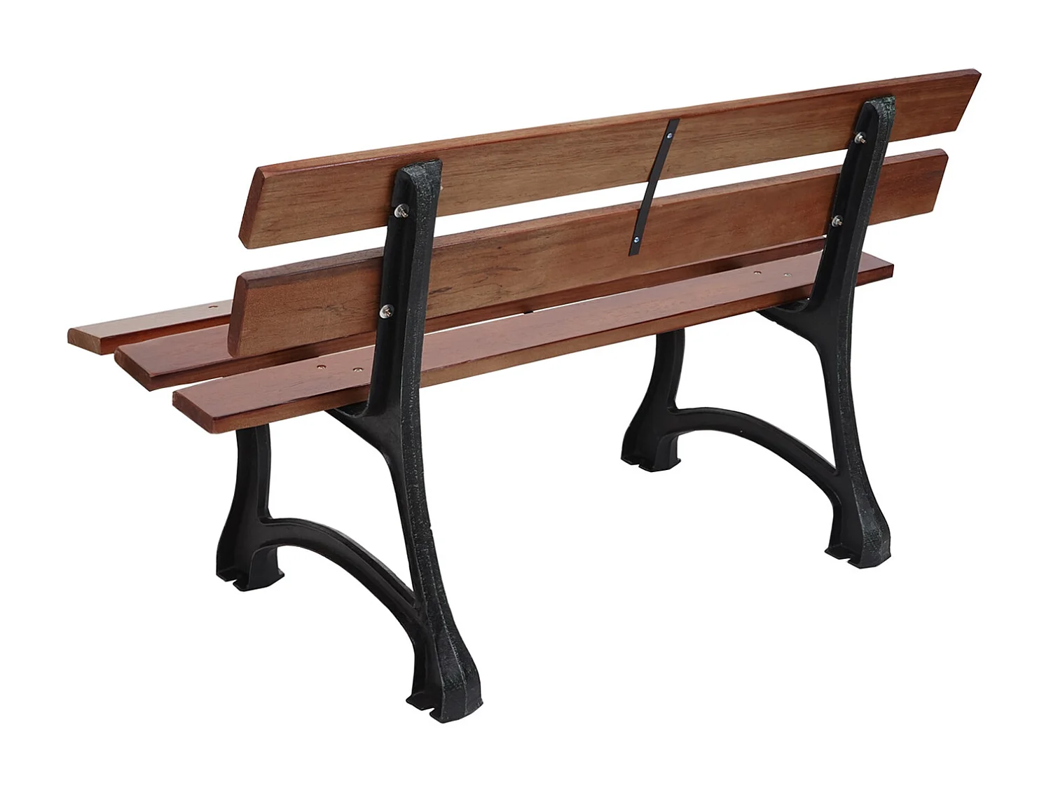 Panca panchina da giardino terrazza HWC-F96 legno ghisa ~ 2 posti 125cm marrone