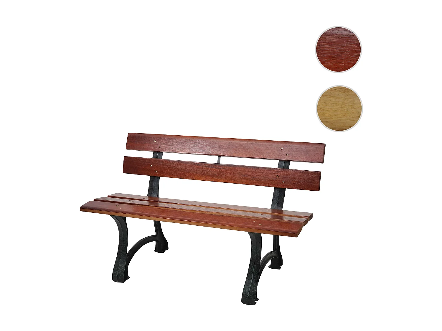 Panca panchina da giardino terrazza HWC-F96 legno ghisa ~ 2 posti 125cm marrone