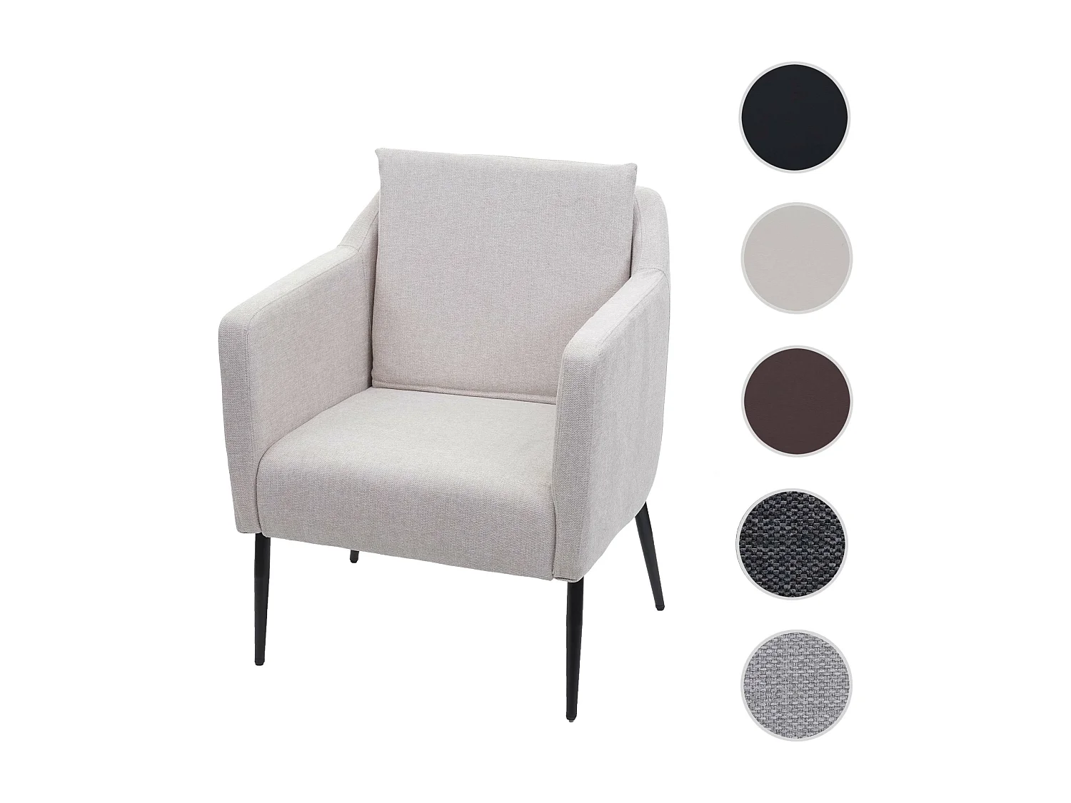 Fauteuil de salon HWC-H93a, fauteuil cocktail fauteuil relax fauteuil - Tissu/Textile crème-beige