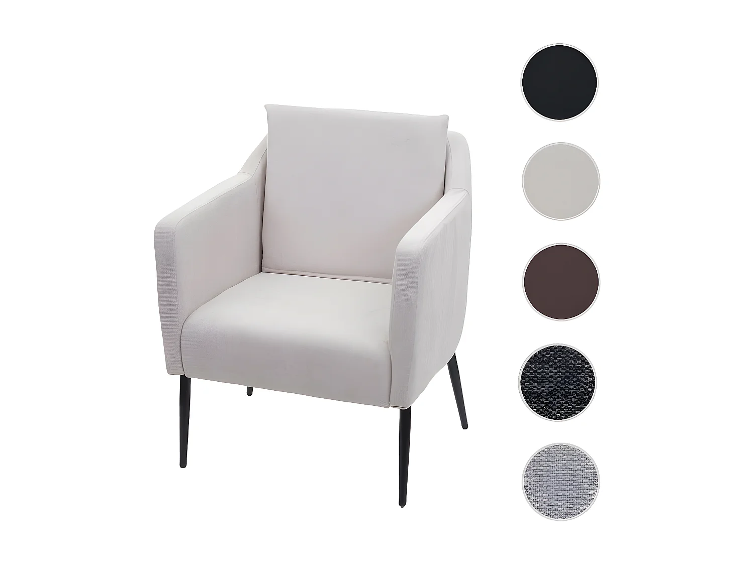 Fauteuil de salon HWC-H93a, fauteuil cocktail fauteuil relax fauteuil - Tissu/Textile crème-beige