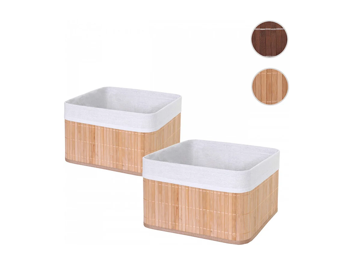 2x boîte de rangement HWC-C21, bambou - brun