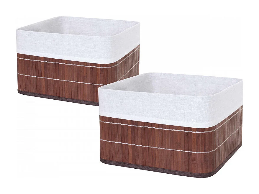 2x boîte de rangement HWC-C21, bambou - brun