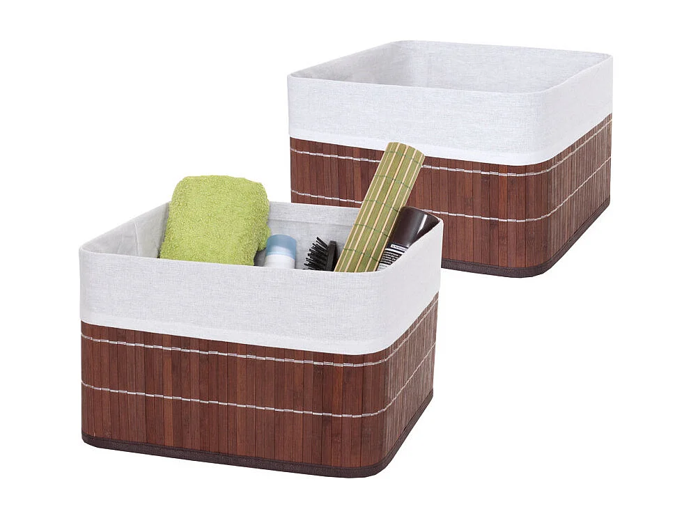 2x boîte de rangement HWC-C21, bambou - brun
