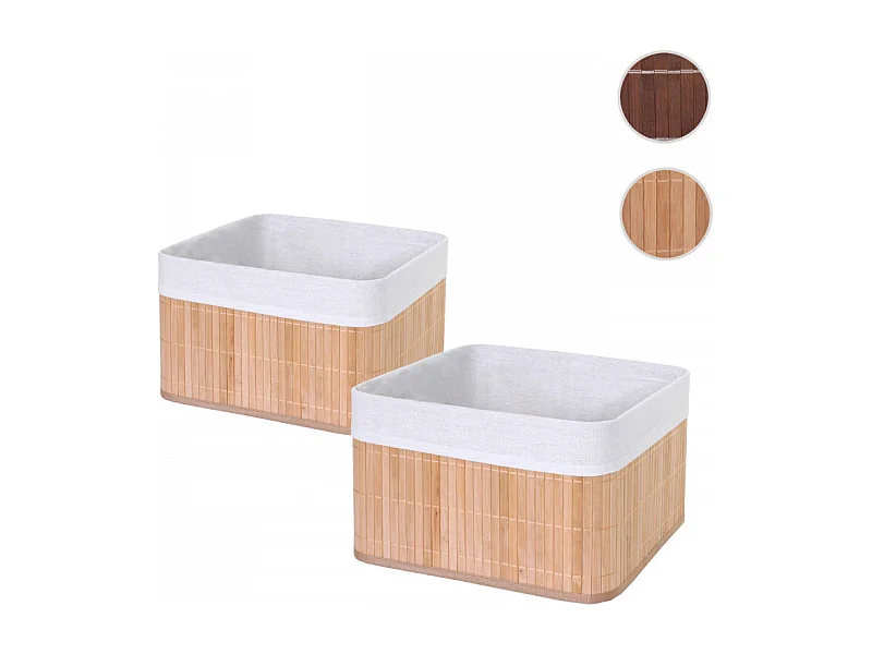 2x boîte de rangement HWC-C21, bambou - brun