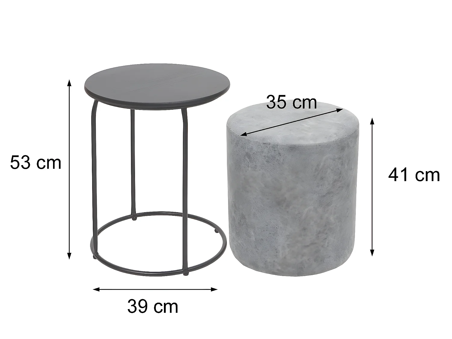 Pouf et table d'appoint HWC-K48 - table basse table tabouret - certifié MVG MDF métal similicuir - brun