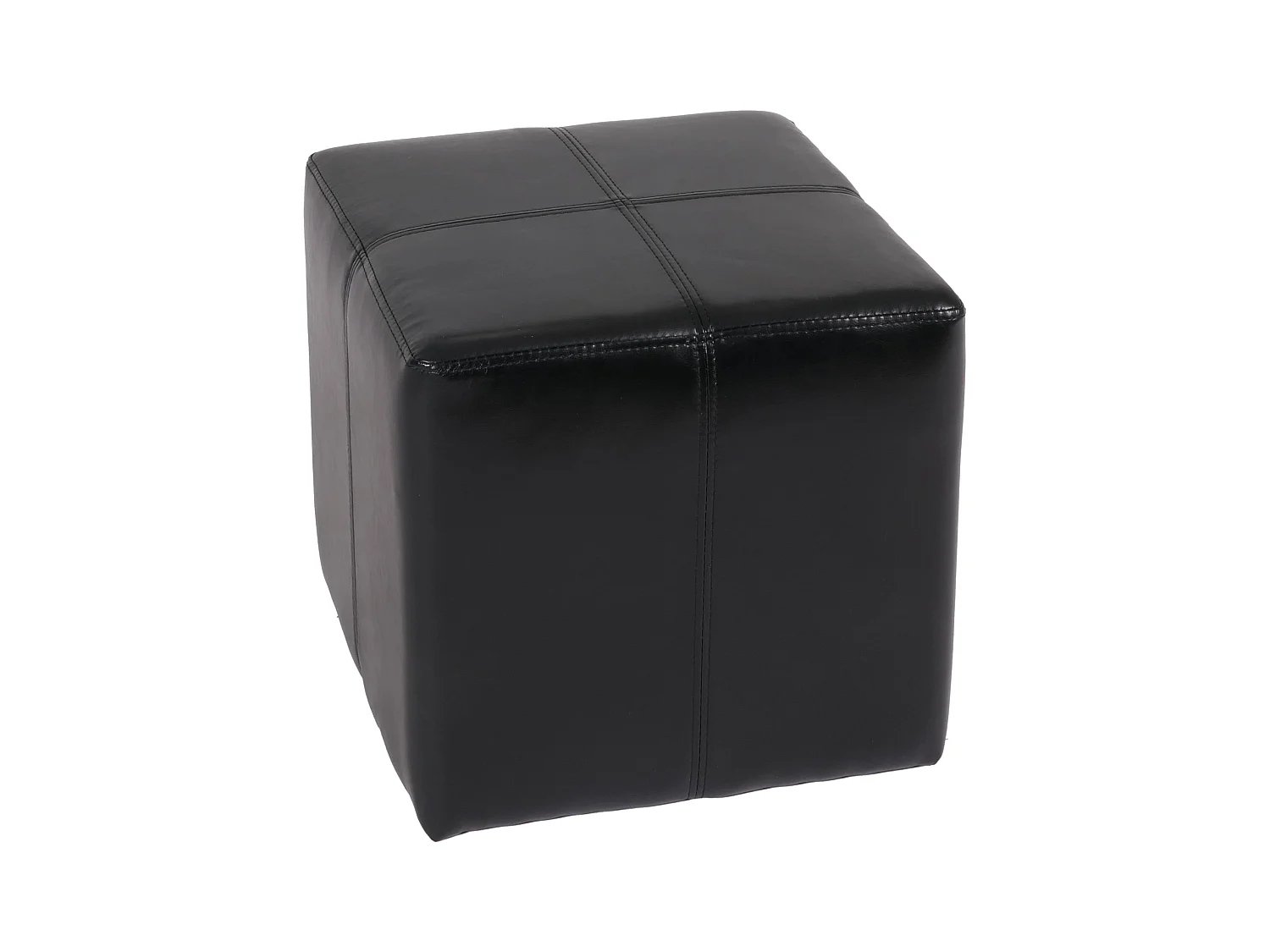 Pouf dé, tabouret Onex, cuir, 36x36x36cm, noir
