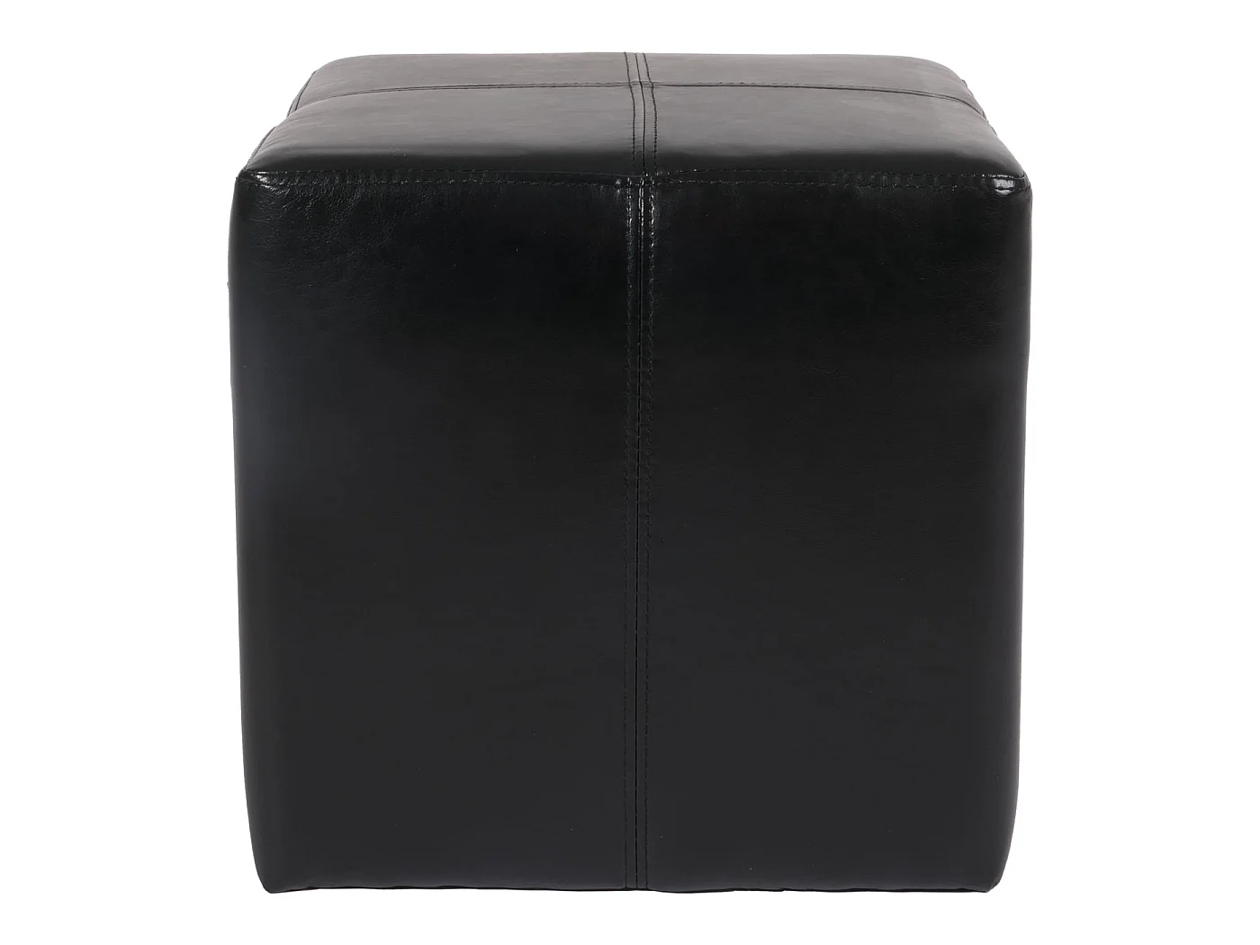 Pouf dé, tabouret Onex, cuir, 36x36x36cm, noir