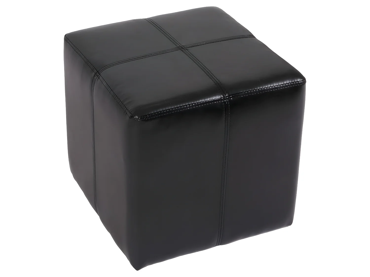 Pouf dé, tabouret Onex, cuir, 36x36x36cm, noir