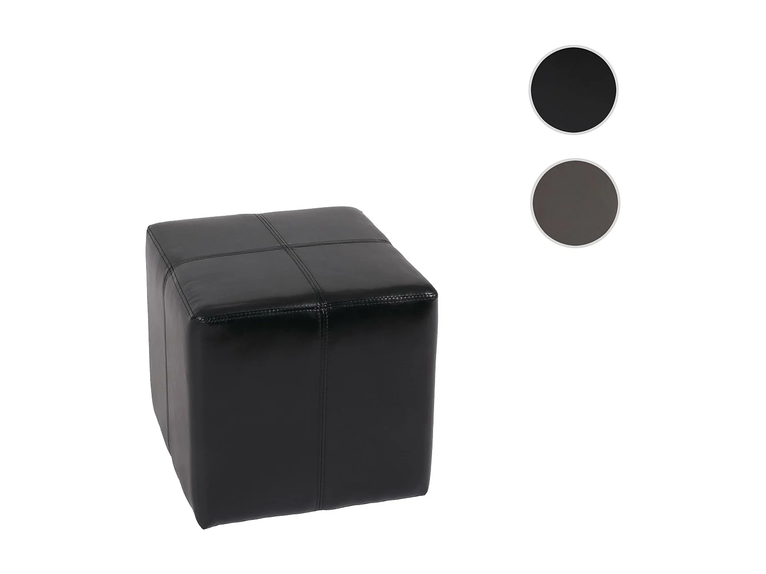 Pouf dé, tabouret Onex, cuir, 36x36x36cm, noir