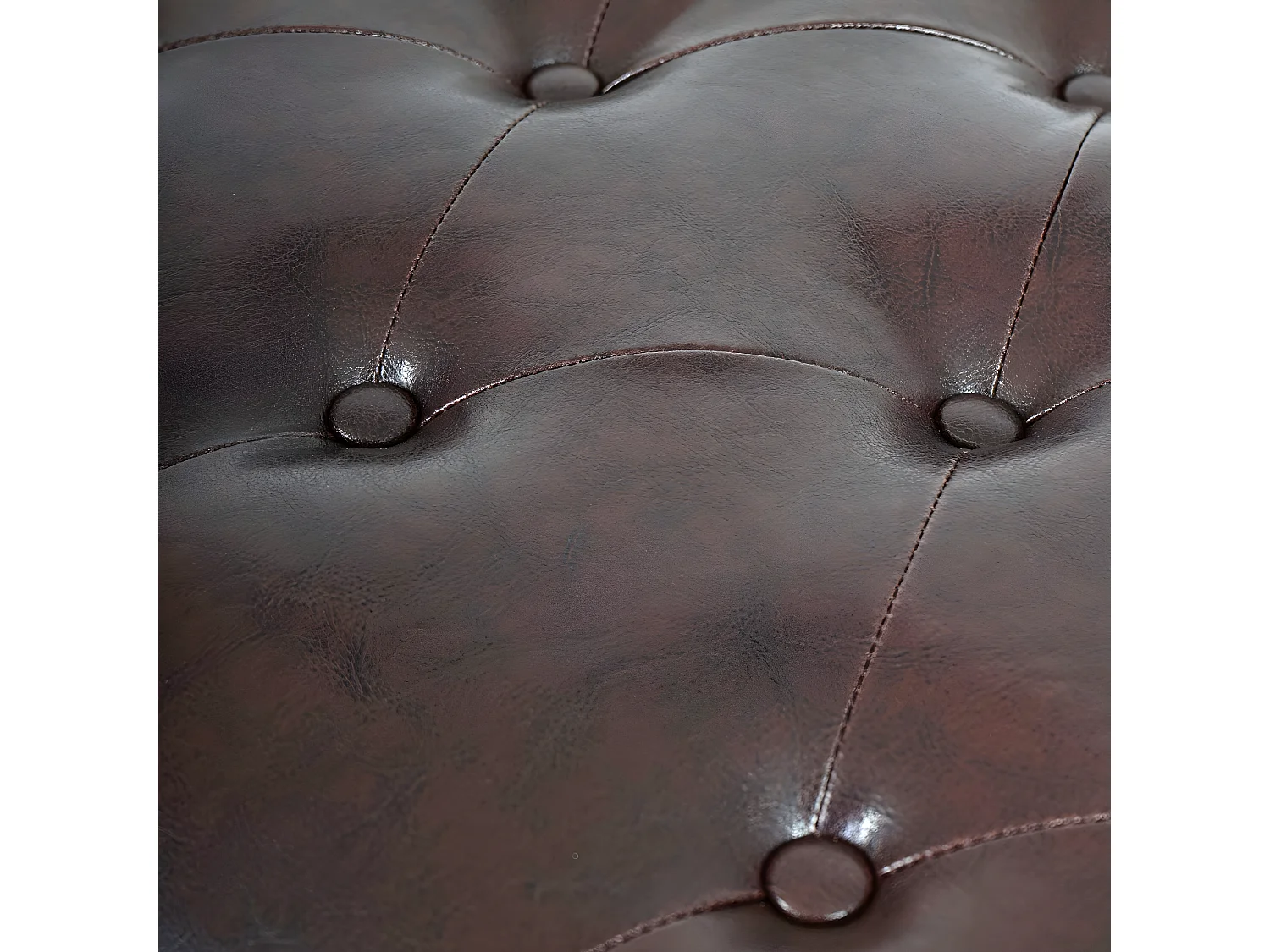 Pouf / ottoman de luxe lounge Chesterfield similicuir - pieds antiques, noir