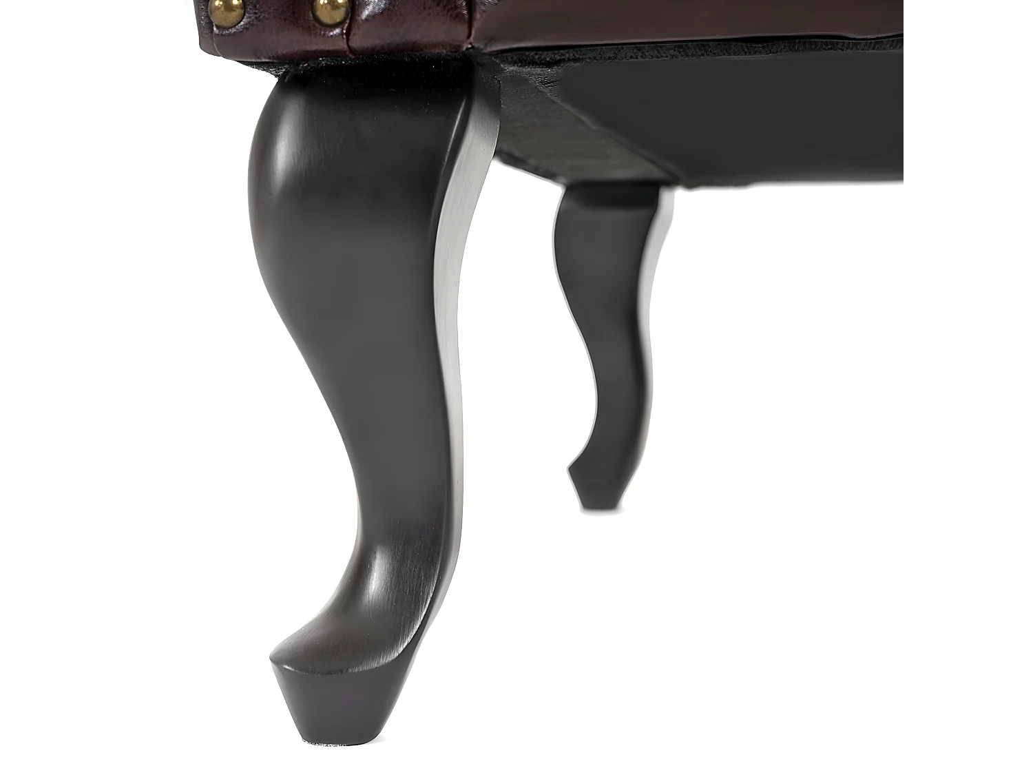 Pouf / ottoman de luxe lounge Chesterfield similicuir - pieds antiques, noir