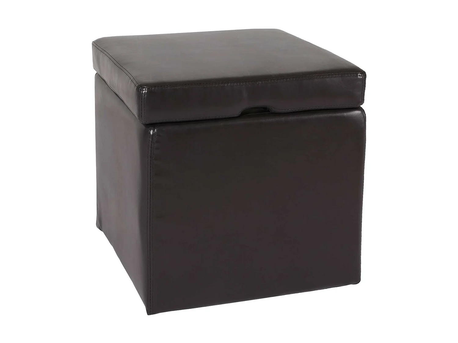 Tabouret cube, box de dépôt Onex, avec abattant, cuir, 45x44x44cm - marron