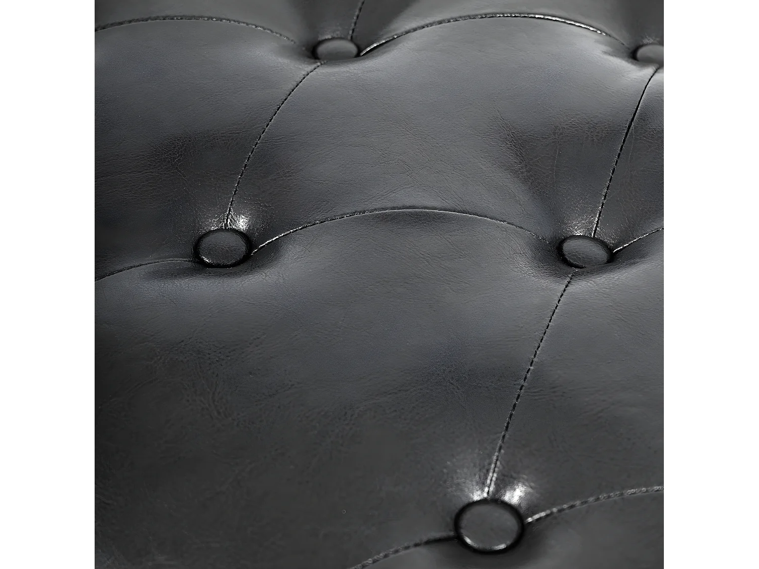 Pouf / ottoman de luxe lounge Chesterfield similicuir - pieds antiques, noir