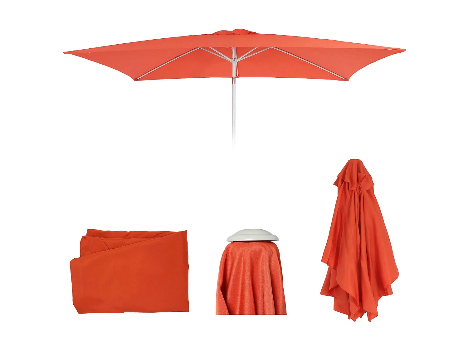 Toile de rechange pour parasol N23 2x3m rectangulaire tissu/textile 4,5kg ~ terre cuite