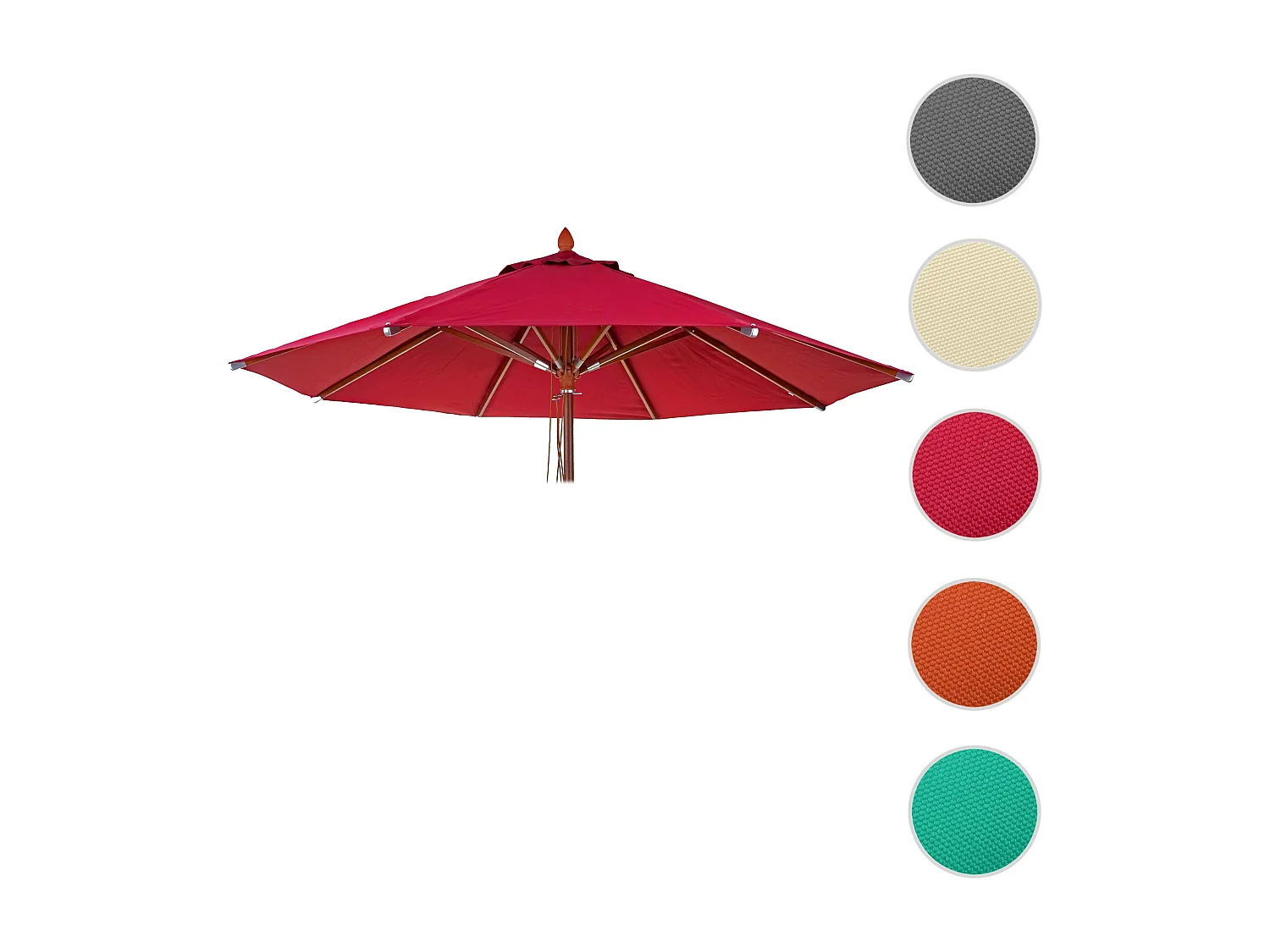 Telo copertura ricambio per ombrelloni rotondi HWC-C57 tessuto 300g/m² Ø 4m bordeaux