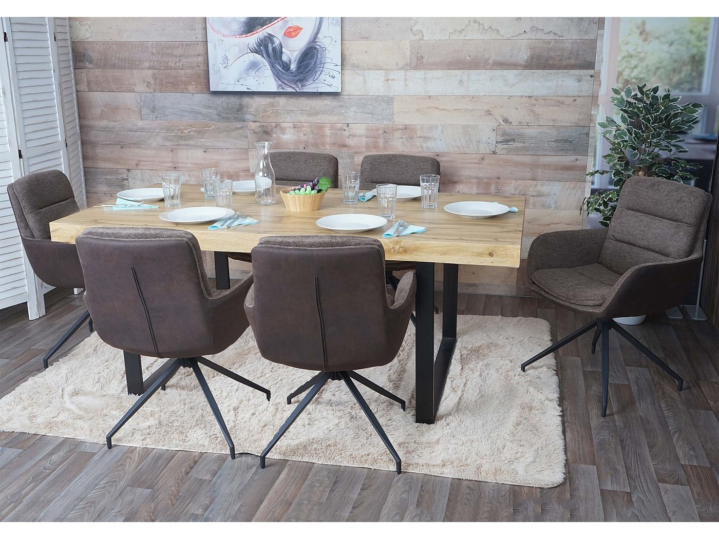 Lot De 6 Chaises De Salle à Manger Pivotantes HWC-K32 - Tissu Polyester, Structure Métal - Couleur Au Choix - Moderne