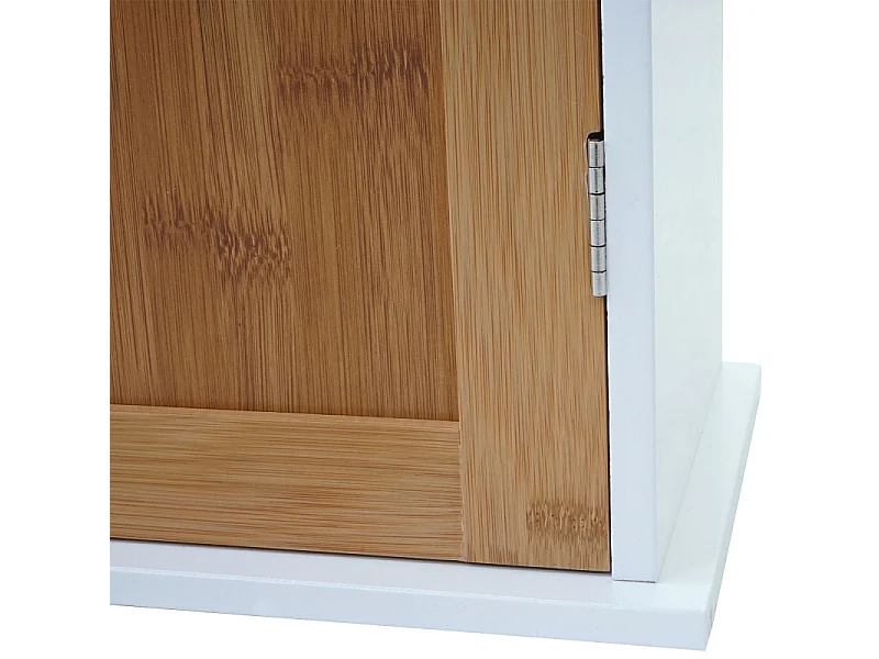 Armoire suspendue de salle de bains HWC-A85, meuble de salle de bains, bambou, 52x35x21 cm blanc